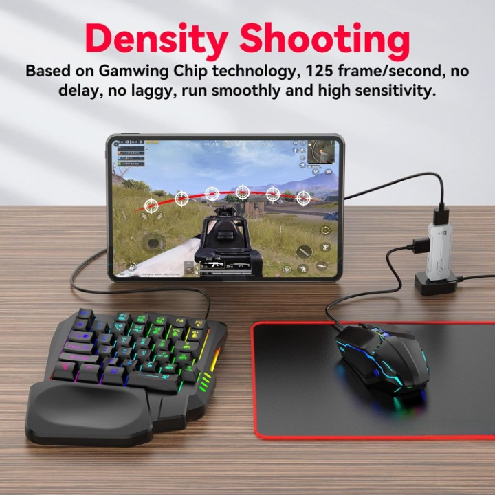 Combo de teclado y ratón gaming RGB – Set adaptador ergonómico para controlador – Zyvorn