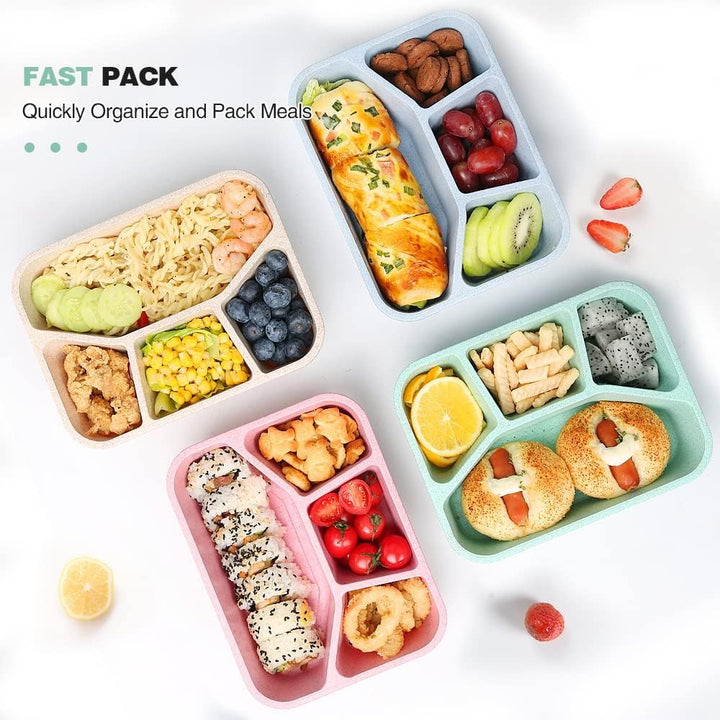 4-Pack Bento Snack Boxes – 4 Compartments