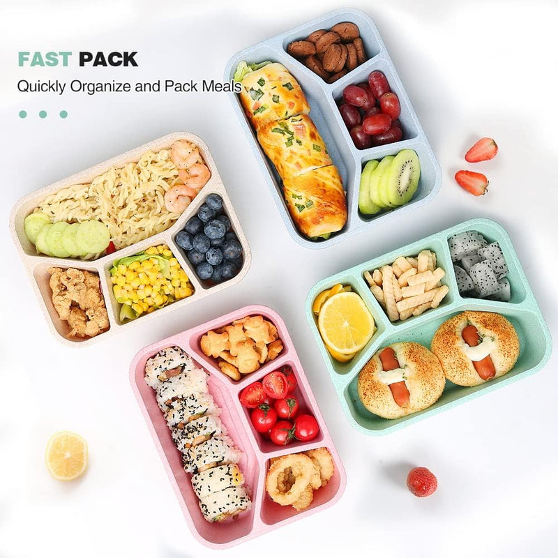 4-Pack Bento Snack Boxes – 4 Compartments