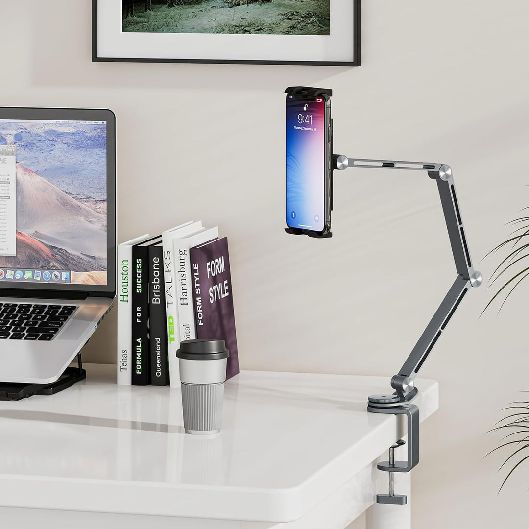 Soporte de escritorio ajustable de aluminio para tablet con rotación de 360° – Movaro
