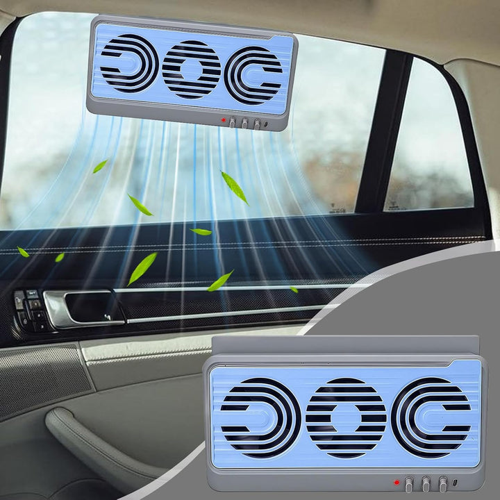 Ventilador solar para ventana de coche – Sistema de ventilación con doble flujo de aire y función de enfriamiento – Aurovent