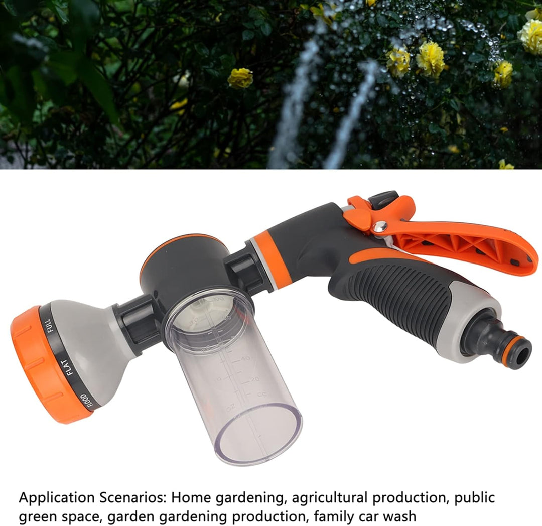 Pulverizador de jardín con espumador – ducha de mano de alta presión con 8 modos