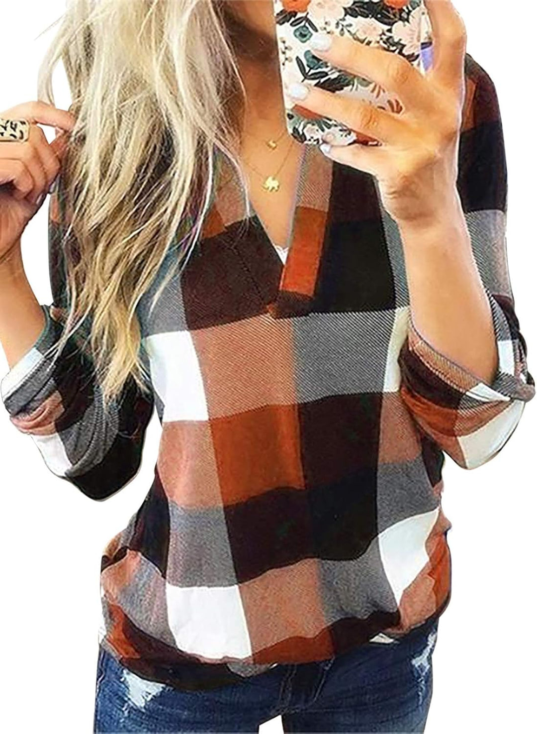 Stylish Casual Checked Women's Blouse - Lara