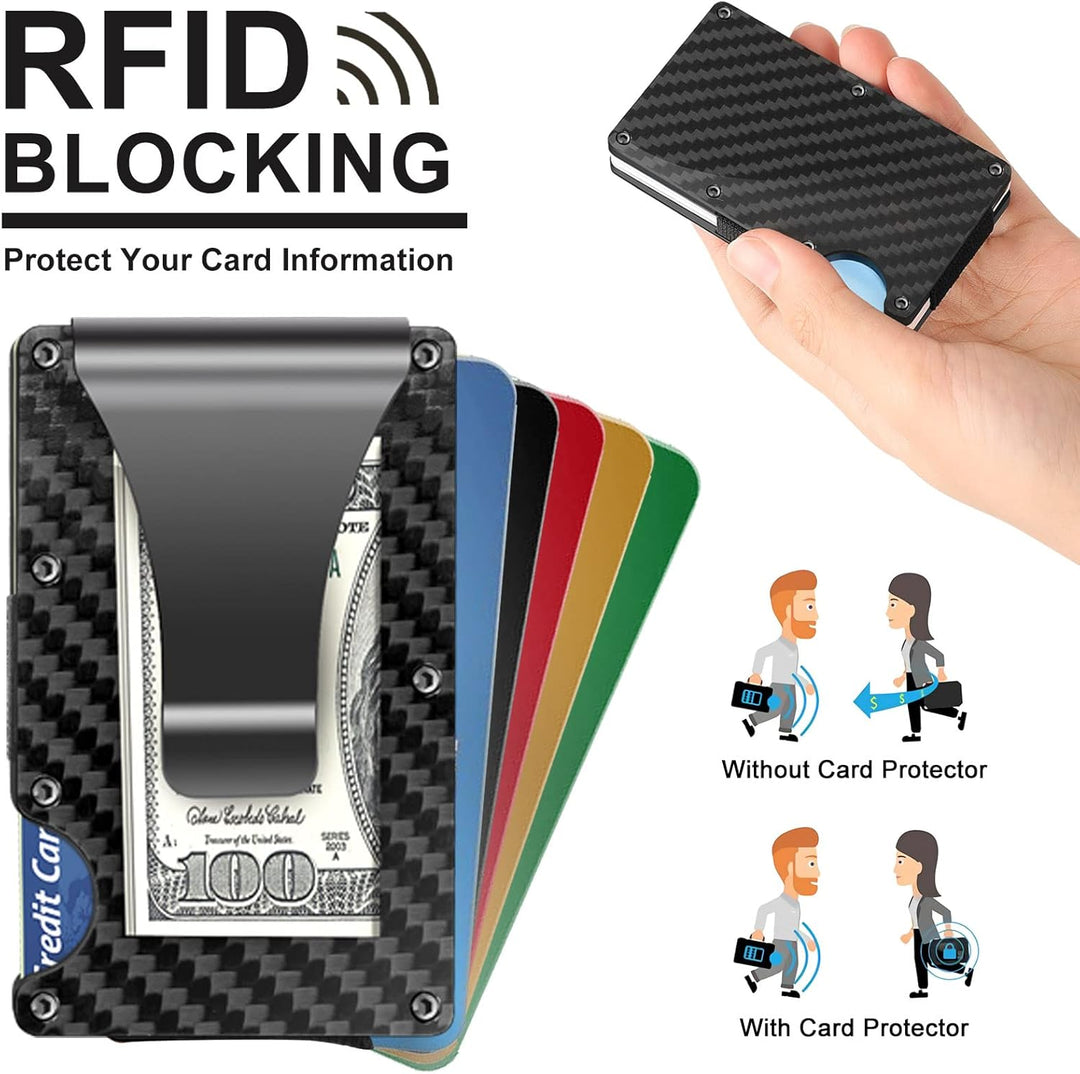 Slim RFID-Blocking Carbon Fiber Wallet with Money Clip - CarbonVault