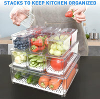Stackable Refrigerator Organizer Set of 10 - FridgeMaster