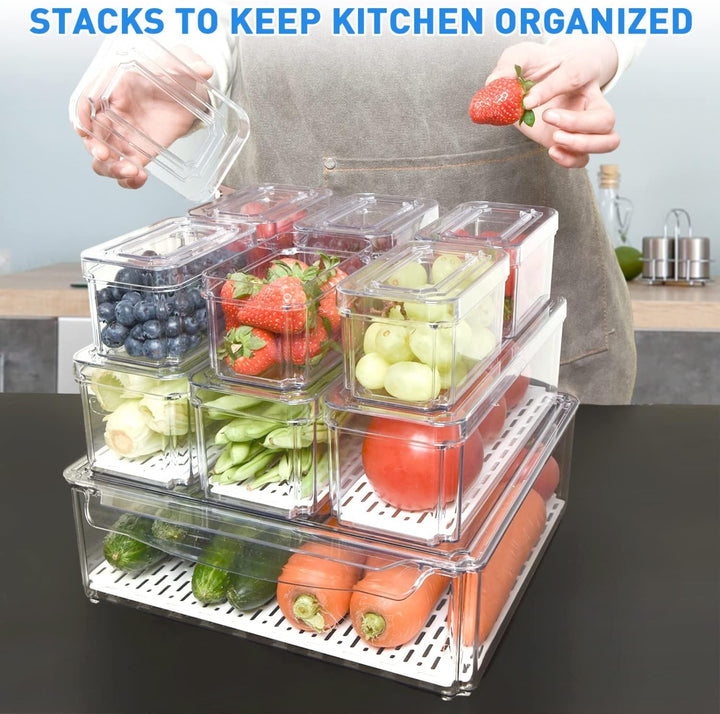 Stackable Refrigerator Organizer Set of 10 - FridgeMaster