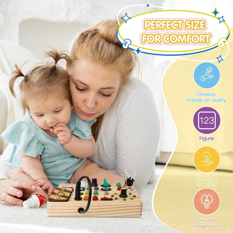 Montessori tablica korkowa dla maluchów z 27 lampkami LED - BrightMinds