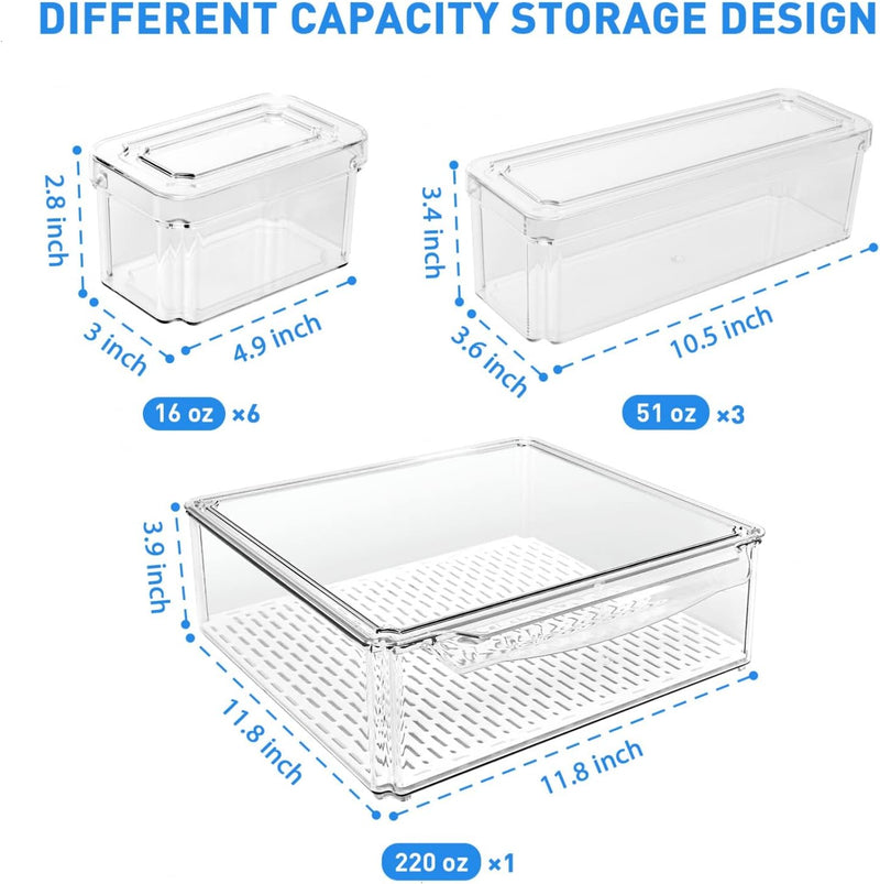 Stackable Refrigerator Organizer Set of 10 - FridgeMaster