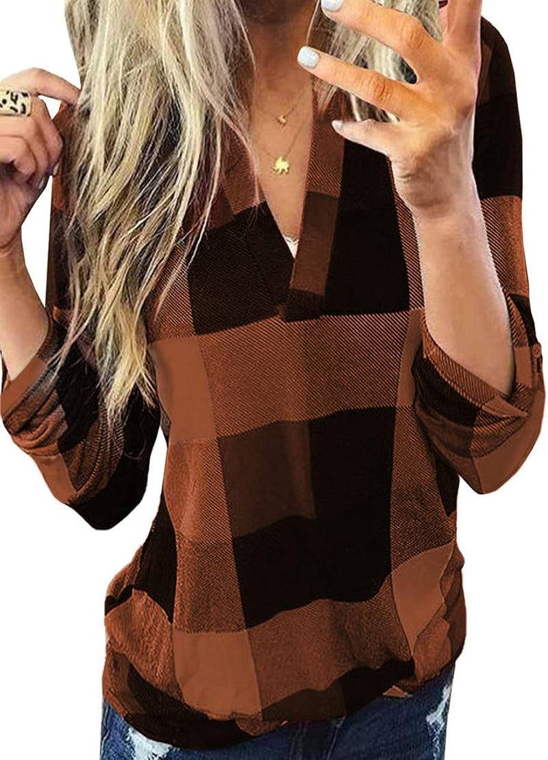 Stylish Casual Checked Women's Blouse - Lara