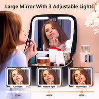 Travel Makeup Organizer with LED Mirror