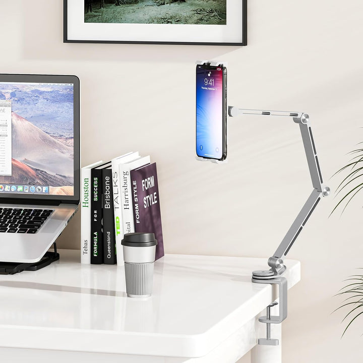 Soporte de escritorio ajustable de aluminio para tablet con rotación de 360° – Movaro