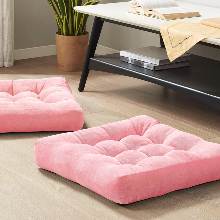 Set of 2 Meditation Cushions - Large Tufted Corduroy Cushions