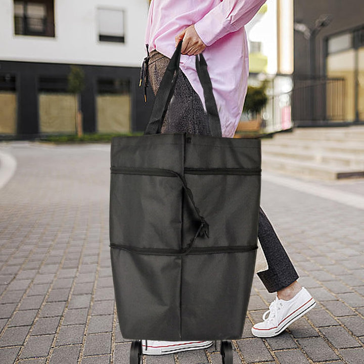 Large-Capacity Foldable Shopping Bag with Wheels – Reusable Cart Tote – Veytra