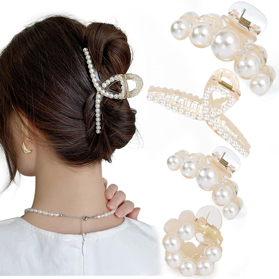 Stylish Pearl Hair Clips - 4-Pack