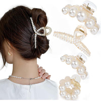 Stylish Pearl Hair Clips - 4-Pack
