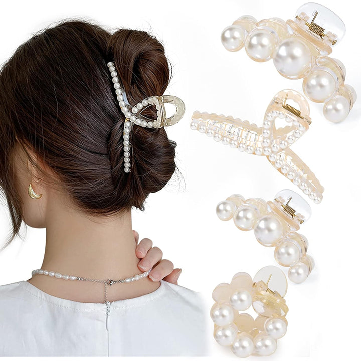 Stylish Pearl Hair Clips - 4-Pack
