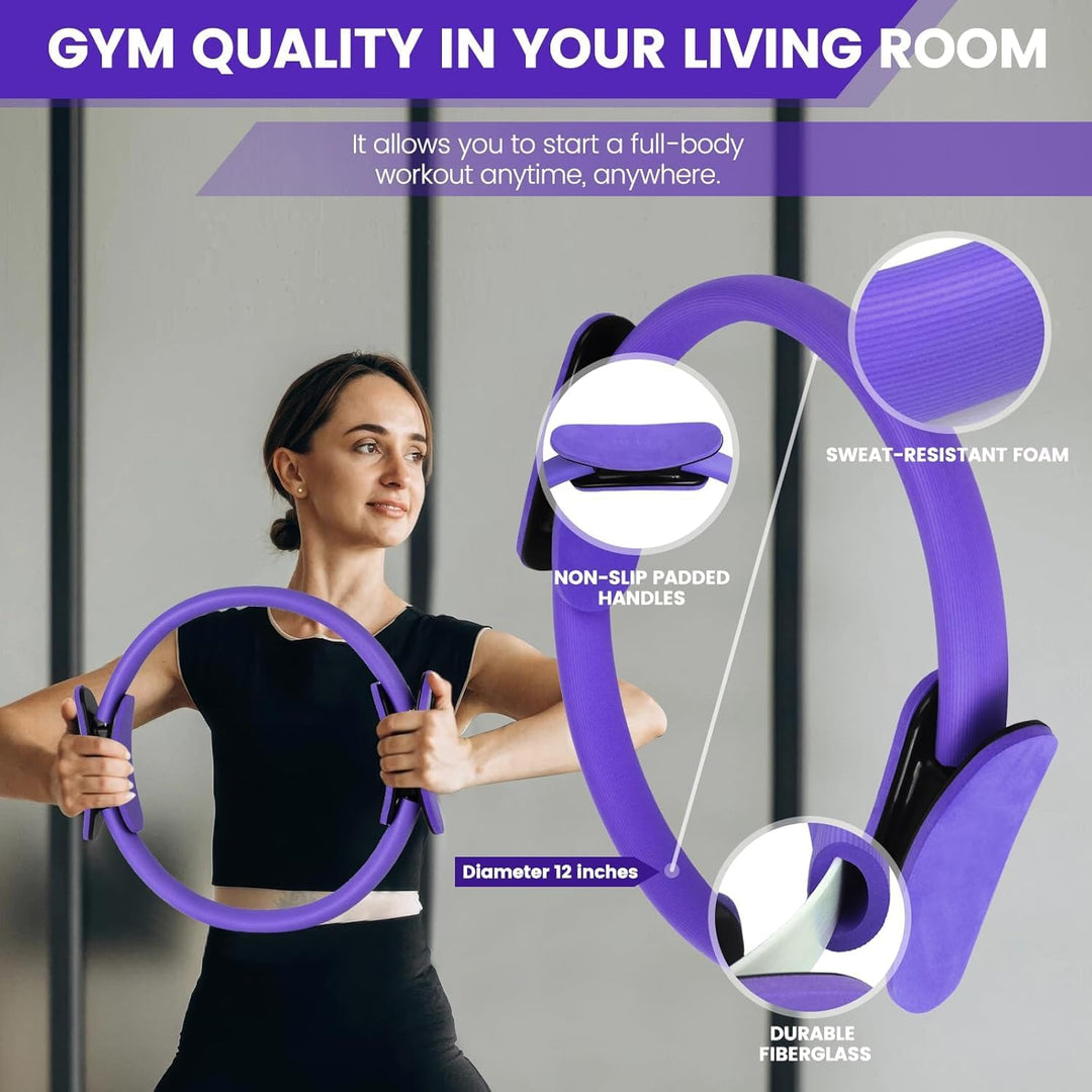 Set de pilates para casa de 9 piezas con aro, pelota, bandas y calcetines antideslizantes