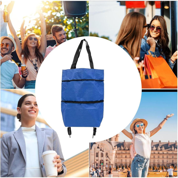 Large-Capacity Foldable Shopping Bag with Wheels – Reusable Cart Tote – Veytra