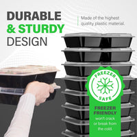 Meal Prep Containers – 3-Compartment Bento Boxes with Lid 900 ml [20 Pack]