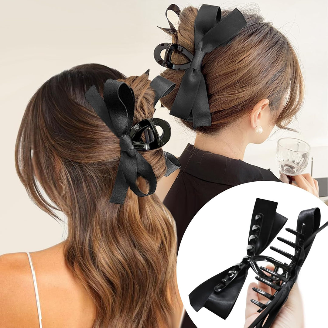 Large Satin Bow Clips