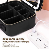 Travel Makeup Organizer with LED Mirror