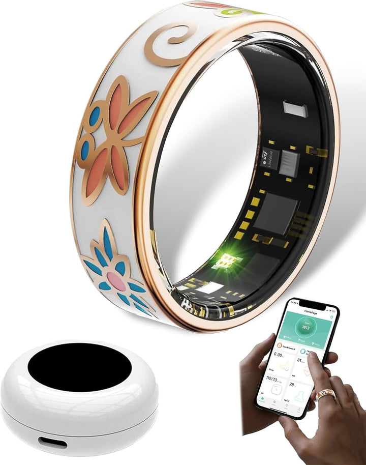 Bague connectée bien-être en émail – Suivi de la forme et du sommeil pour iOS & Android – Aurina