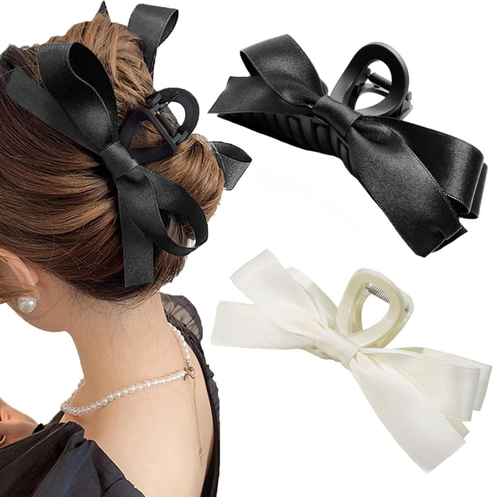 Large Satin Bow Clips
