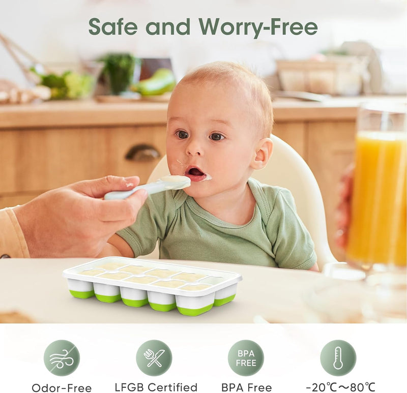 Stackable Silicone Ice Cube Trays with Storage Container