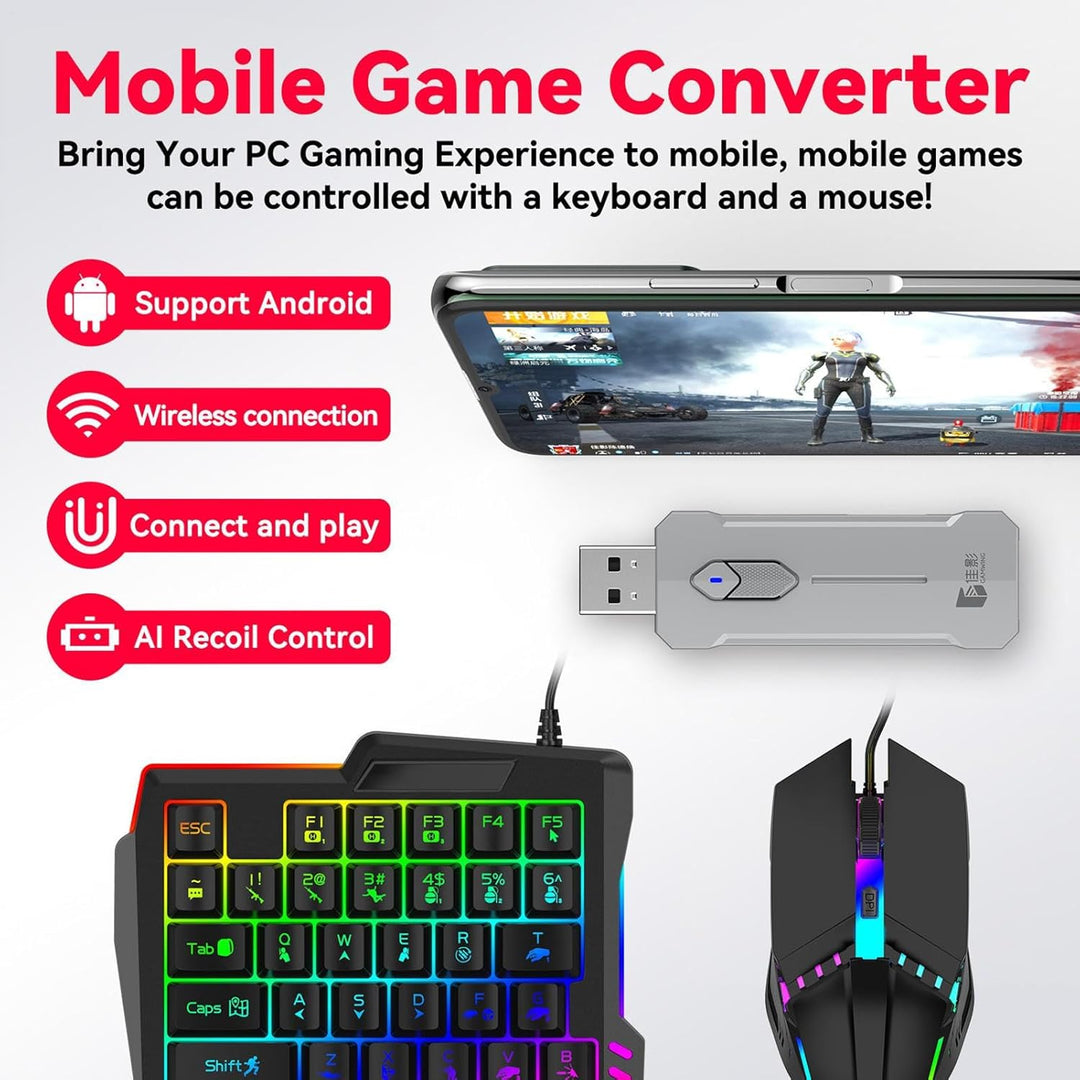 Combo de teclado y ratón gaming RGB – Set adaptador ergonómico para controlador – Zyvorn