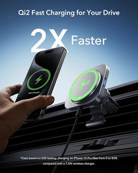 Qi2 Certified 15W MagSafe Car Charger – Magnetic Wireless Charger for Dashboard and Air Vent