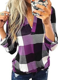 Stylish Casual Checked Women's Blouse - Lara