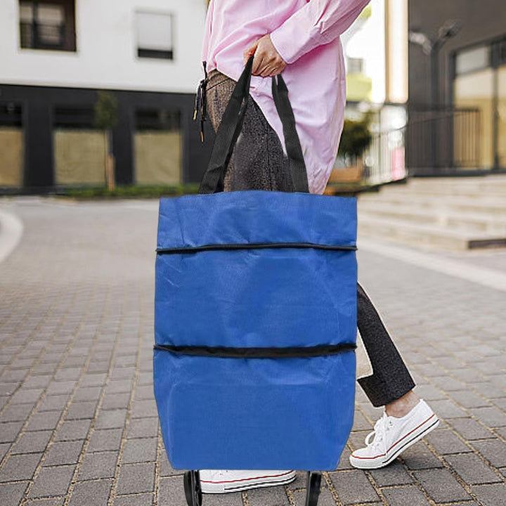 Large-Capacity Foldable Shopping Bag with Wheels – Reusable Cart Tote – Veytra