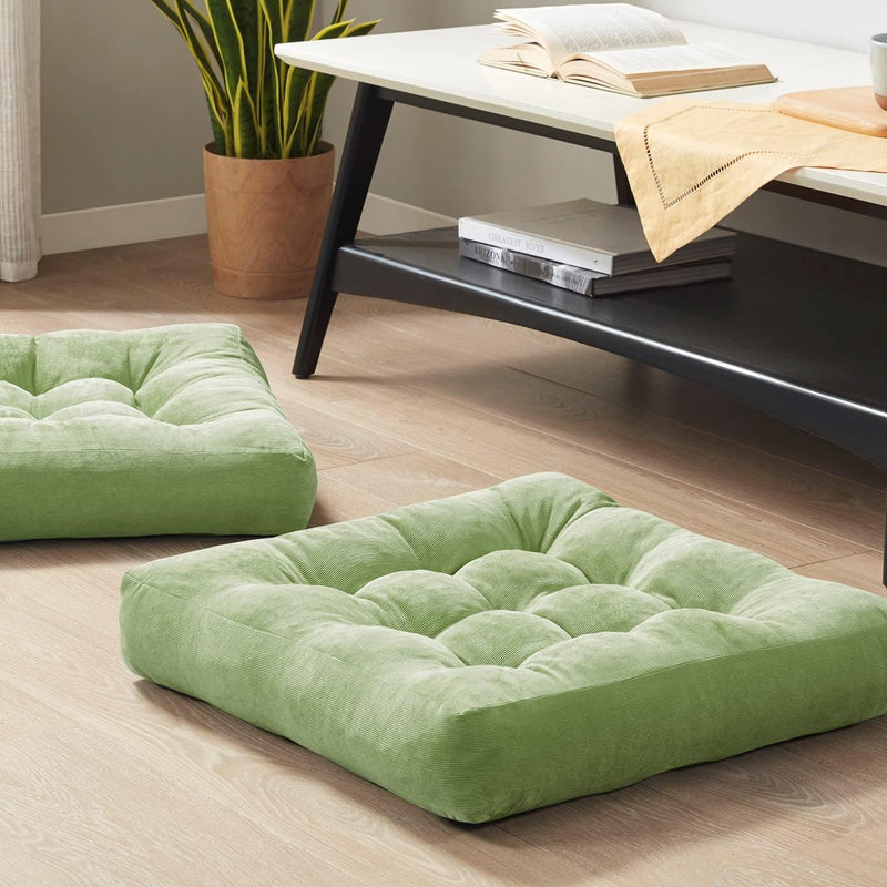 Set of 2 Meditation Cushions - Large Tufted Corduroy Cushions