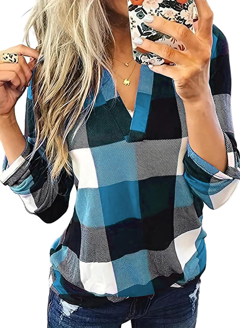 Stylish Casual Checked Women's Blouse - Lara