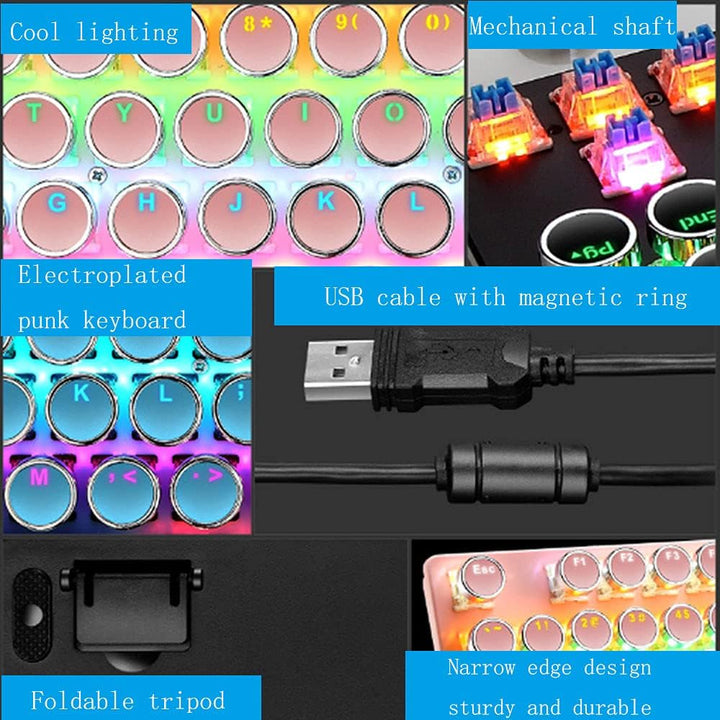 Mechanisch 87-toetsen gamingtoetsenbord met RGB-achtergrondverlichting en blauwe schakelaars