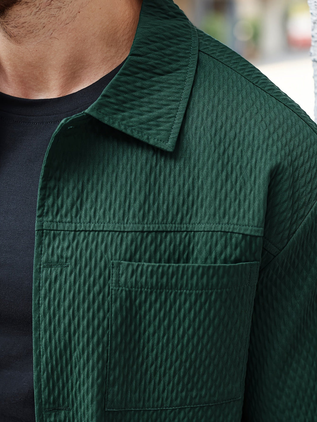 Textured Green Men's Shirt - Finn