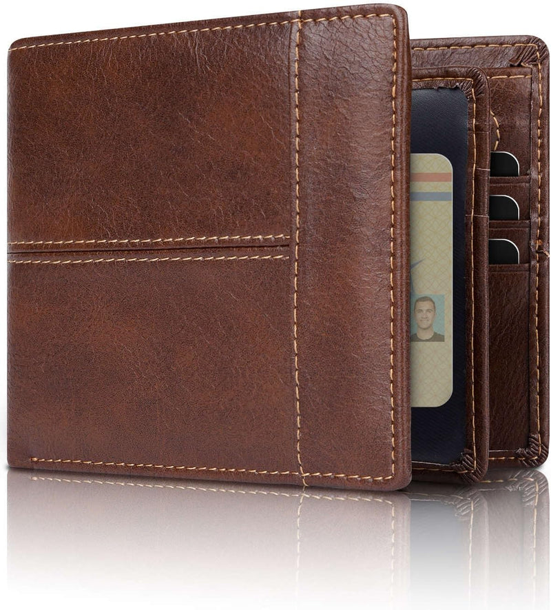 Premium RFID-Blocking Leather Bifold Wallet for Men - SlimArmor
