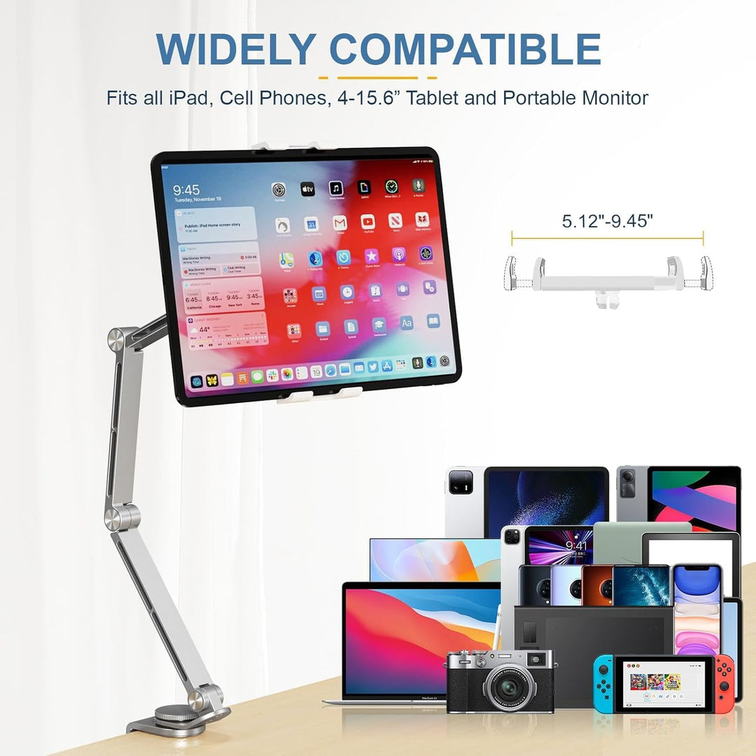 Soporte de escritorio ajustable de aluminio para tablet con rotación de 360° – Movaro