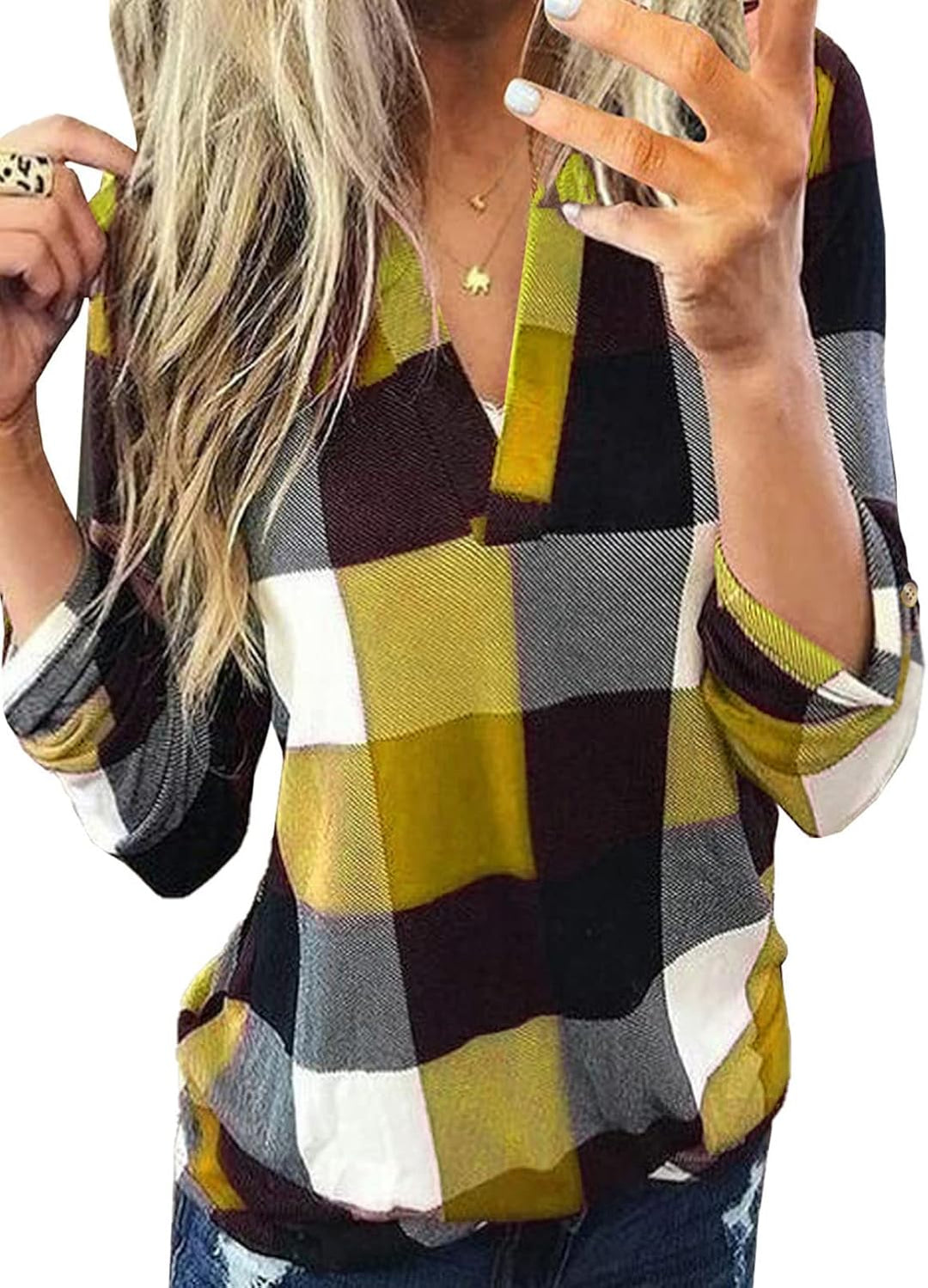 Stylish Casual Checked Women's Blouse - Lara