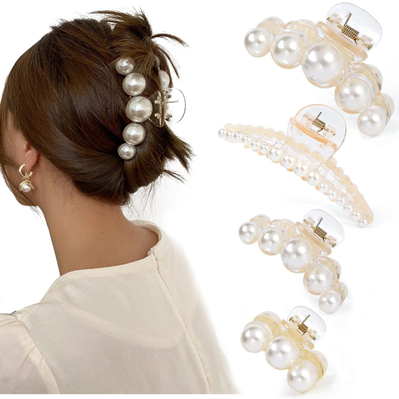 Stylish Pearl Hair Clips - 4-Pack