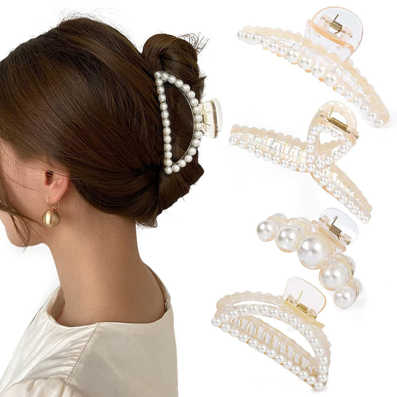 Stylish Pearl Hair Clips - 4-Pack