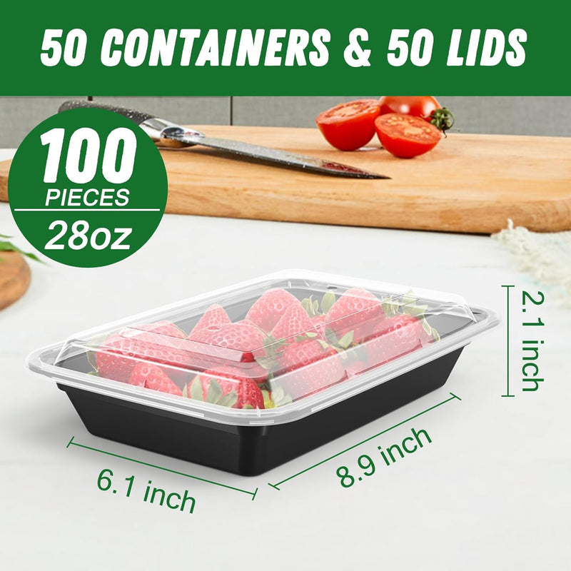 50-Pack Reusable Meal Prep Containers with Lid, Leakproof