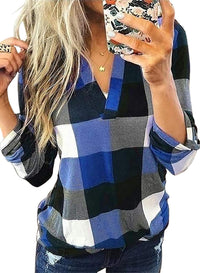 Stylish Casual Checked Women's Blouse - Lara