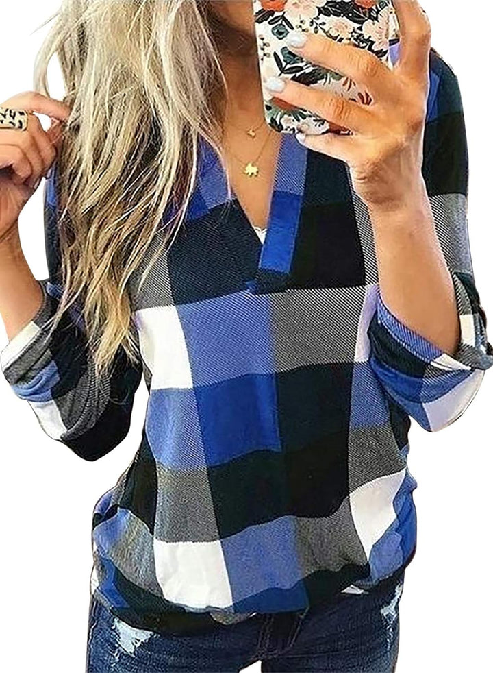 Stylish Casual Checked Women's Blouse - Lara