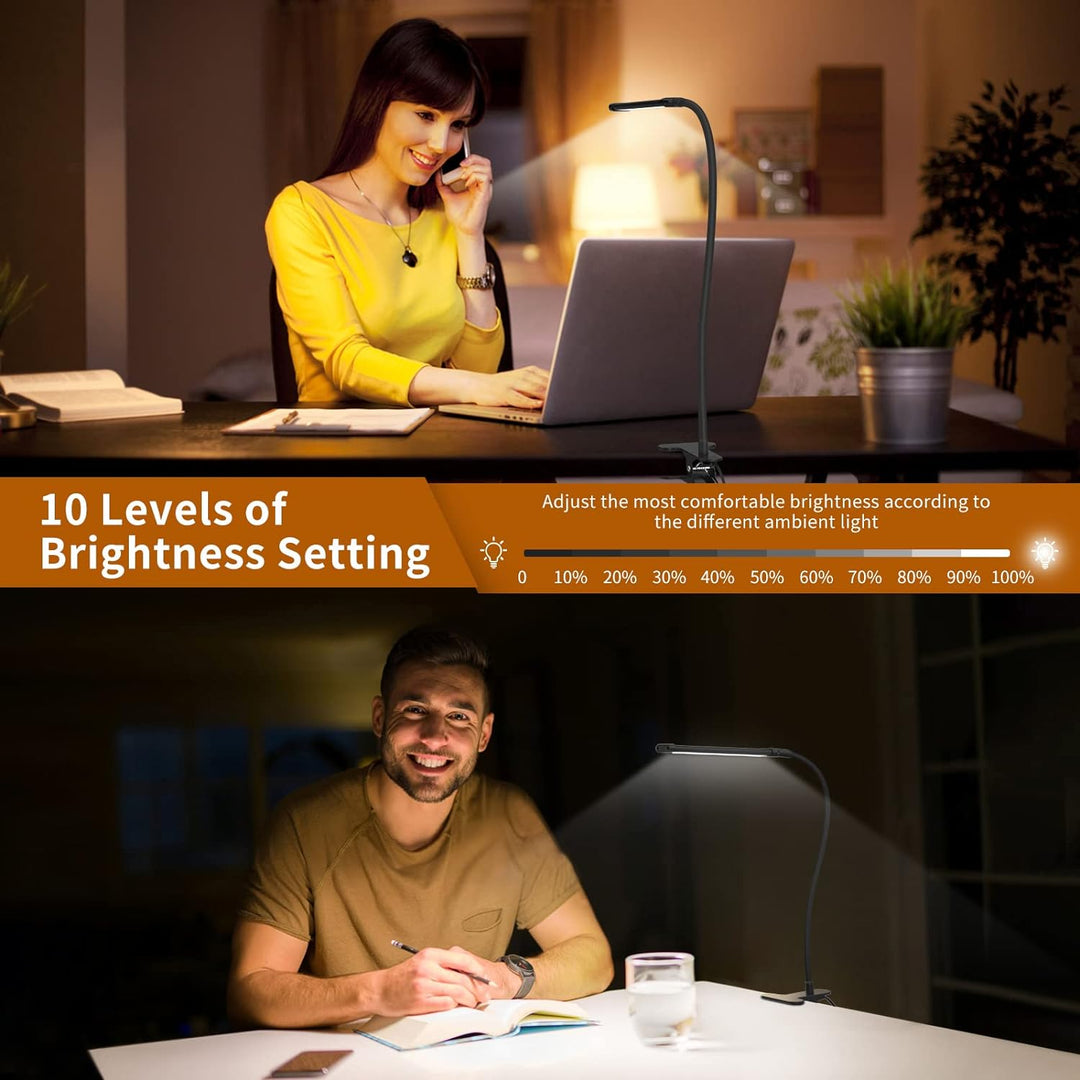 Lámpara de escritorio con pinza de 77 LED con alimentación USB y cuello de cisne flexible – Serava