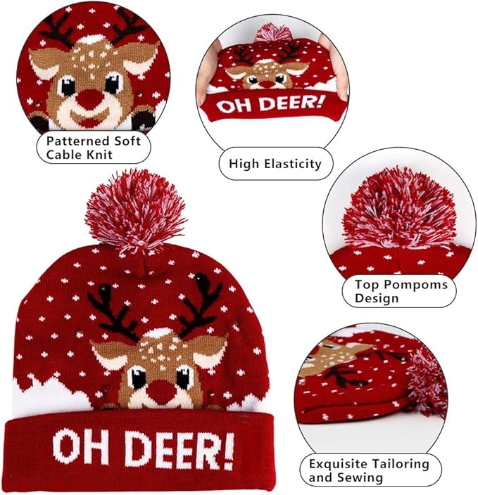 Verlichte Kerst Beanie - GlowDeer