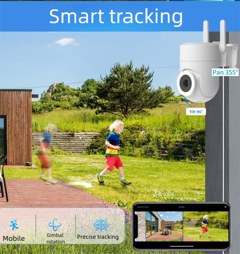 Outdoor and indoor security camera with 2K resolution and 355° view