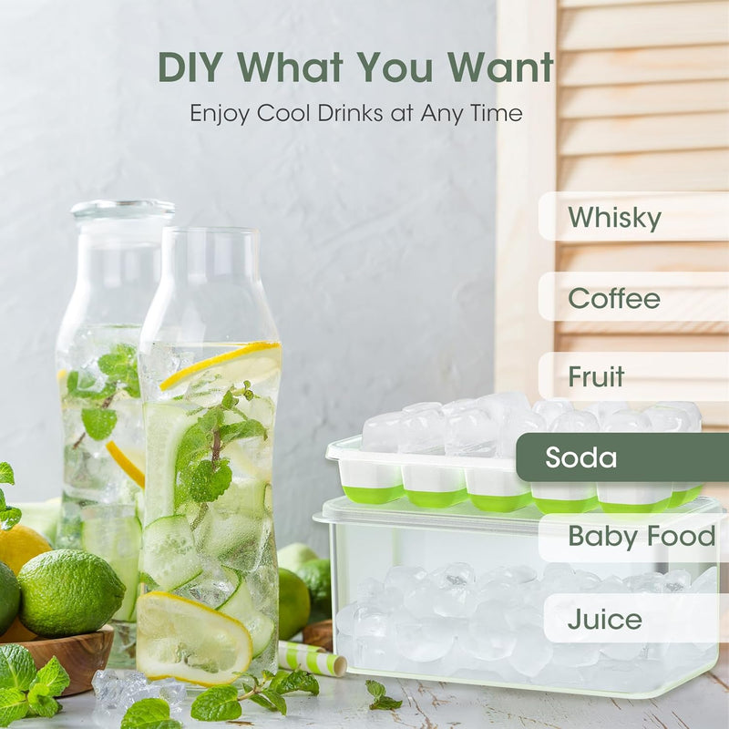 Stackable Silicone Ice Cube Trays with Storage Container