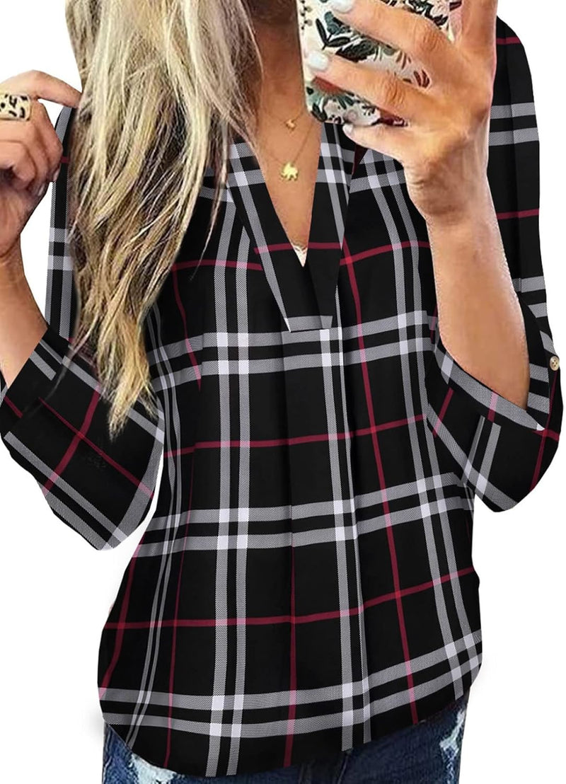 Stylish Casual Checked Women's Blouse - Lara