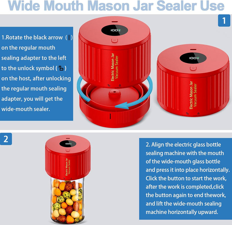 Electric Mason Jar Vacuum Sealer Kit - Preserve Freshness Fast!
